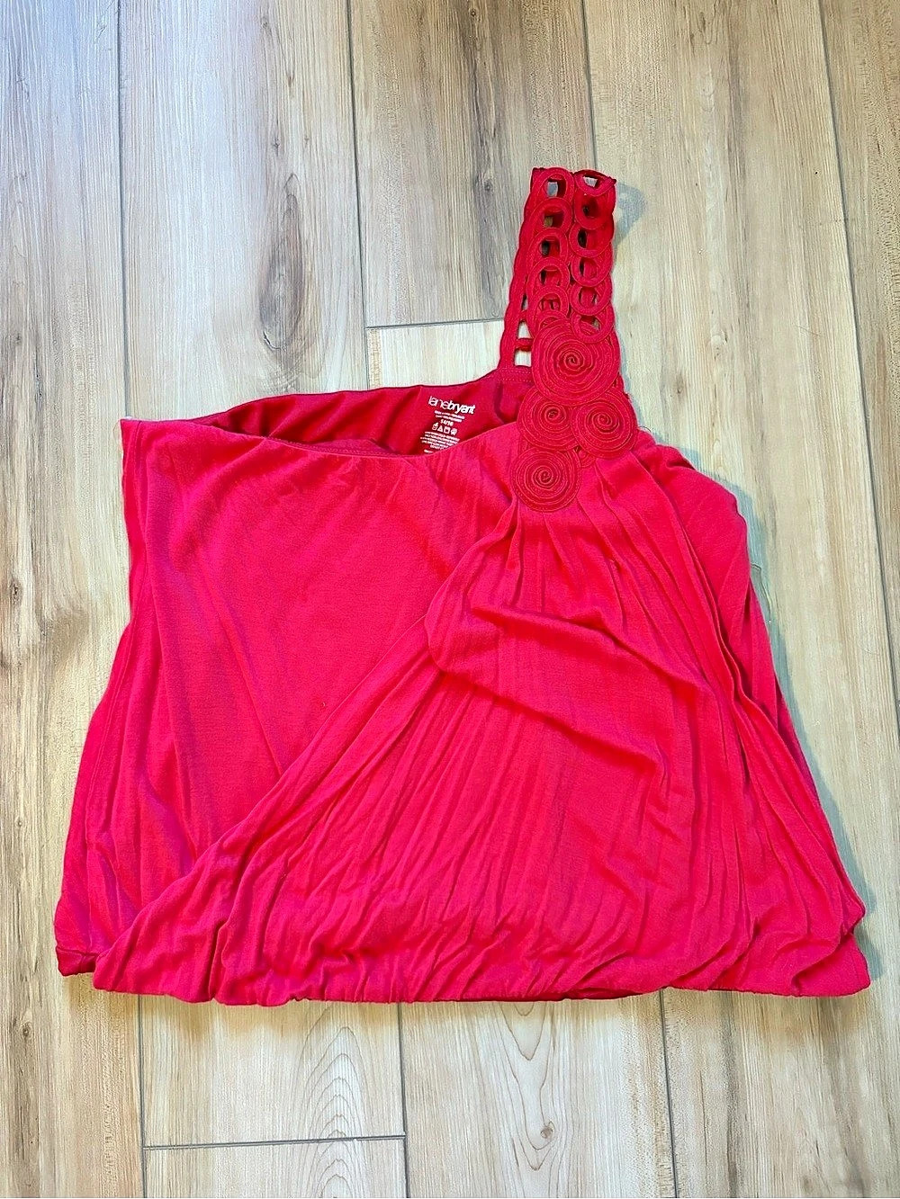Lane Bryant Women’s Red One Shoulder Top with Rosette Detailing Size 14/16